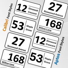 4 x PET Wheelie Bin Stickers Numbers Personalised Custom House Street Bin Number