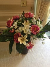 Beautiful large artificial flowers arrangement in vase , multiple colour’s 
