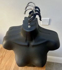 Set of 3 Female Half Torso Black Mannequin Busts - Removable & Rotatable Hanger