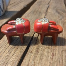 VINTAGE Japanese Geta Geisha Platform Sandals Clogs Miniature Ceramic Ornaments