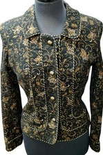 Caroline Charles Black Floral Embroidered Jacket Size - #1003