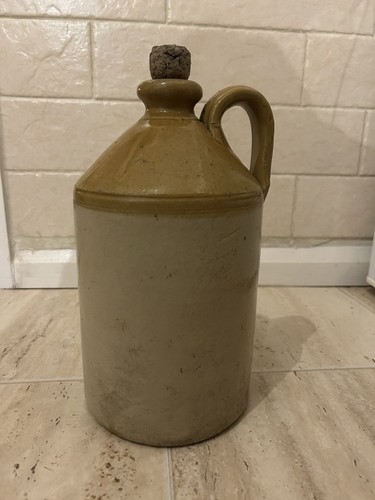 Antique stoneware flagon with - stoneware,