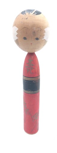 Vintage kokeshi doll red black - vintage,