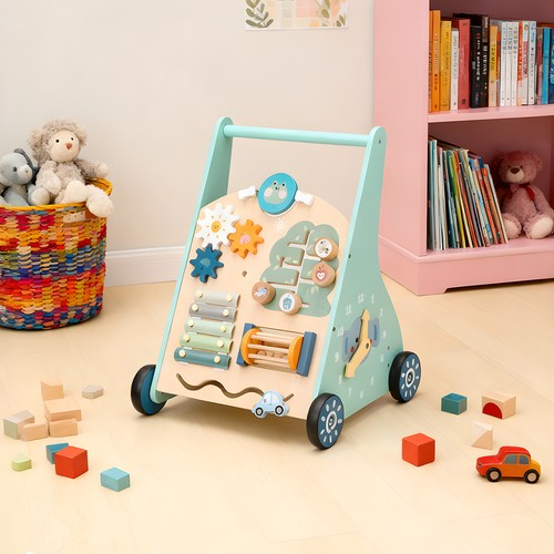 Wooden baby walker - wooden, steps