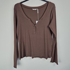 Monki brown long sleeve henley
