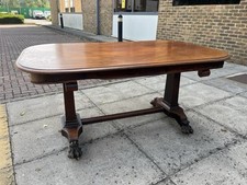 Antique William IV Solid Mahogany Hall Library Dining Table & Claw Feet 153x91cm