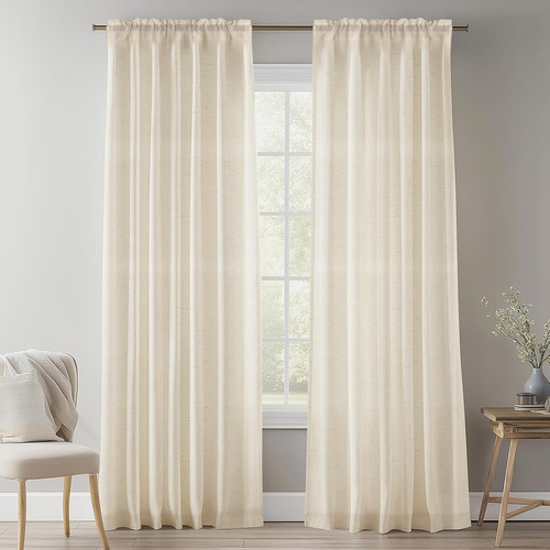 Natural linen voile curtain - natural,