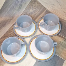 Vintage Retro Melaware Melamine Made In England Cup Saucer Set Of Four