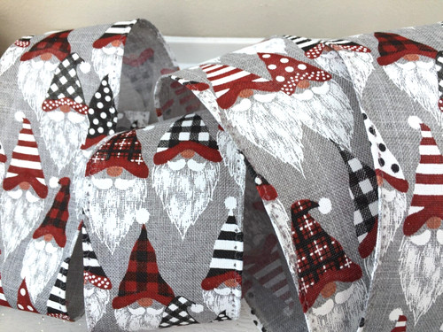 Grey christmas wired ribbon - christmas,