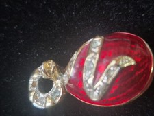 1990's Vintage Cabouchon egg shaped pendant with encrusted serpent