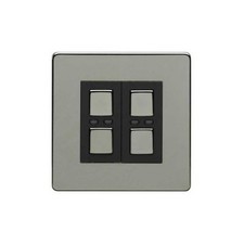 Lightwave RF LW452 WH 2 Gang Slave Dimmer Switch Black Chrome Connect Alexa