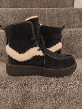 FITFLOP NYSSA BLACK REAL SUEDE LEATHER TONING COMFORT ANKLE BOOTS SIZE UK 5