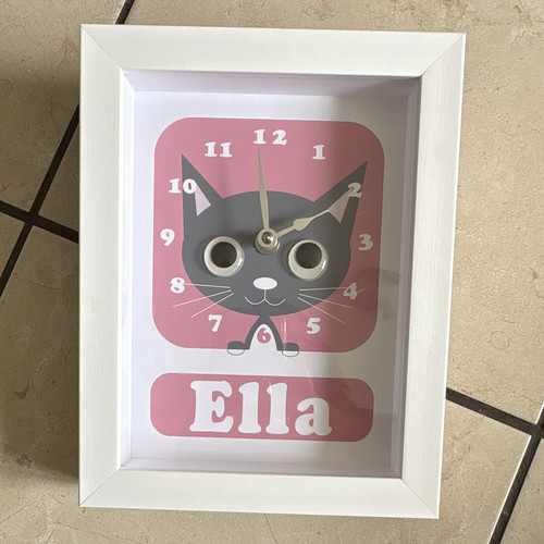 Ella cat rectangle wall clock - rectangle,