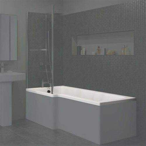 1600mm shaped shower bath - lh,