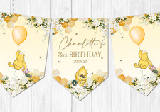 Personalised Winnie the Pooh Honey Bee Bunting Baby Shower Birthday, Christening