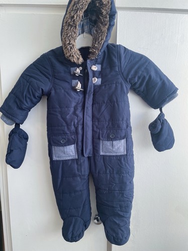 Navy blue snowsuit with - navy, hood