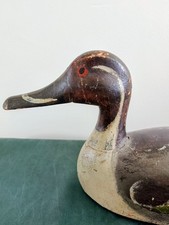 Antique Original Wooden Carved Duck Decoy Polychrome Painted - Wonderful Patina