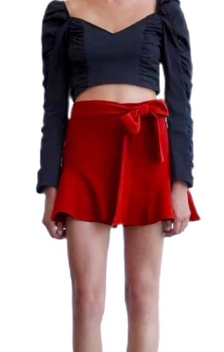 Zara deep red flutter hem - zara,