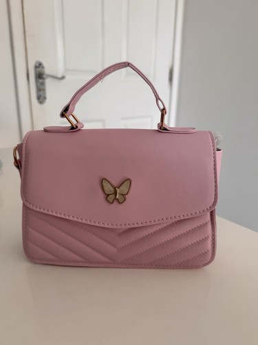 Pink leather bag with - pink,