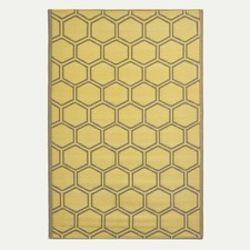 Yellow Outdoor Rug 182x122cm Recycled Waterproof Geometric Garden Patio Mat