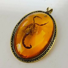 Amber scorpion pendant