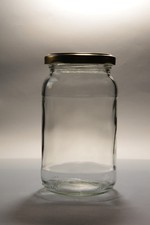 80  X 380ml  (1LB)  ROUND GLASS JAM JAR  & GOLD LIDS -  NEW JAM JARS