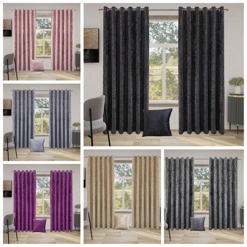 Crushed velvet curtains pair - crushed,