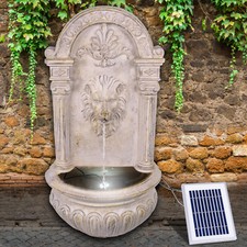 SOLAR POWERED LION WATER FEATURE OUTDOOR FOUNTAIN WITH PUMP AND LED LIGHTS