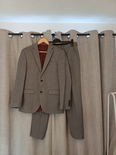 Mens smart grey wool - grey, pinstripe