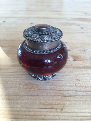 Vintage red glass round - vintage,