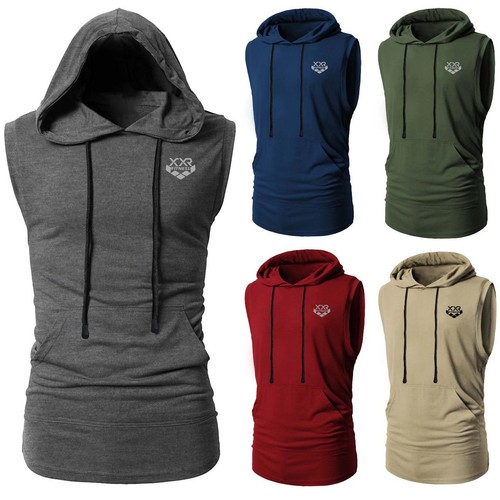Men sleeveless hoodie muscle - men's,