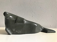 Vintage Inuit Carved Argillite Basking Seal
