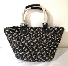 M&S Black / Silver Woven Straw