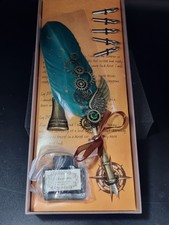 Vintage Feather Quill Calligraphy Dip Pen Set with 6 nibs 1502 World Map Series