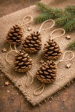 Natural Hanging Pine Cones Set