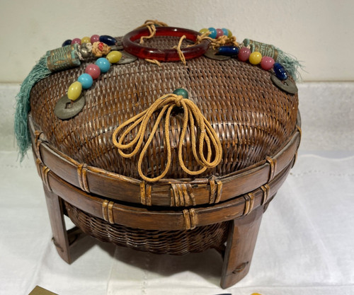 Vtg chinese sewing basket - chinese,