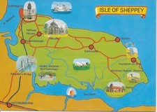 Isle of Sheppey map Postcard