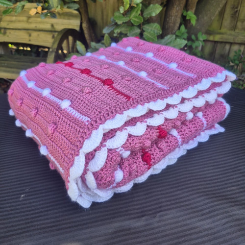 Hand crocheted pink white - pink, &
