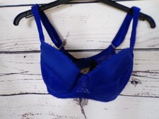 DEBENHAMS WOMENS UNDERWIRED PADDED PUSH UP BRA 30F BLUE