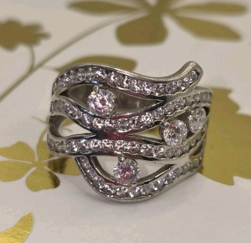 925 silver ring - silver, clear
