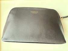 osprey black leather make up bag