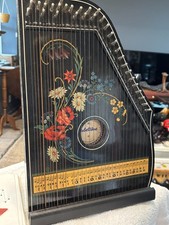 Antique Vintage Jubeltone Konzert Salon Harfe Zither Lap Harp Germany
