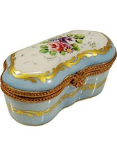 Vintage Limoges France Porcelain Trinket Box Hand-Painted Floral Design