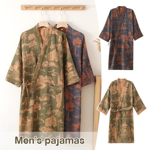 Mens cotton kimono robe - cotton,