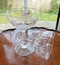 Antique Victorian Champagne Saucer Glasses x 2 ~ Slice Cut  ~ Ground Pontils