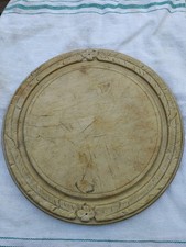 Antique Wooden Bread Board with Carved Flowers and Leaf Outer Design