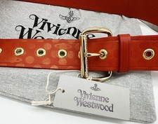 VIVIENNE WESTWOOD GOLD RED LEATHER BELT / GOLDEN BUCKLE ONE SIZE FITS ALL