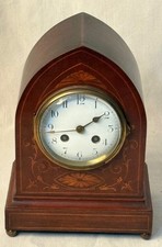 French 8 day inlaid mahogany striking mantel clock @ 1890 Original Excellent H&H