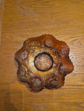 A Vintage Fenton 'Dragon and Lotus'  Dark Carnival Glass Fruit Bowl C1950 VGC