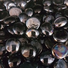 50 BLACK MIRROR Glass Pebbles 20mm for Vases, Gardens, EVENTS, Craft